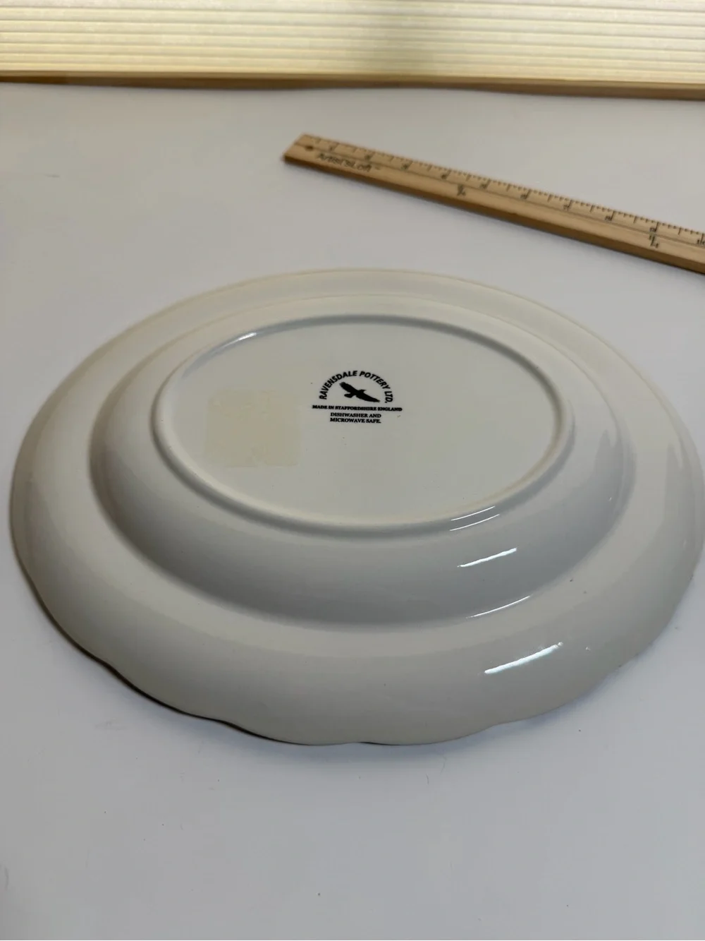 Ravensdale Blue and White Floral Pottery Serving Platter. Peacock toile